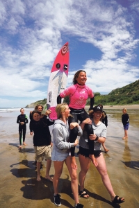 U16 Girls title winner Brie Bennett.  Image: Cory / NZ Surfing Magazine.